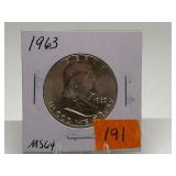 1963 Franklin Half Dollar Graded MS64