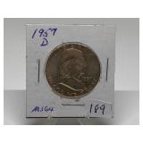 1957-D Franklin Half Dollar Graded MS64