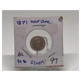 1871 Seated Half Dime Graded AU