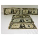 (5) 1935 $1 Silver Certificates