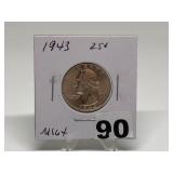 1943 Washington Quarter Graded MS64