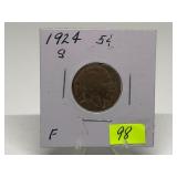 1924-S Buffalo Nickel Graded F