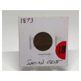 1873 Open 3 Indian Head Penny Graded G
