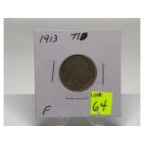 1913 T1 Buffalo Nickel Graded F