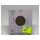 1913-D T1 Buffalo Nickel Graded VG