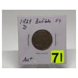 1929-D Buffalo Nickel Graded AU+