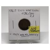 1863 Civil War Token Liberty & No Slavery