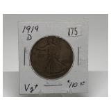 1919-D Walking Liberty Half Graded VG+