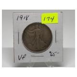 1918 Walking Liberty Half Graded VF
