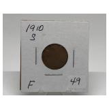 1910-S Lincoln Penny Graded F