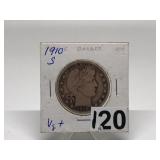 1910-S Barber Half Dollar Graded VG+