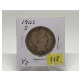 1903-S Barber Half Dollar Graded VG