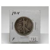 1918 Walking Liberty Half Dollar Graded F