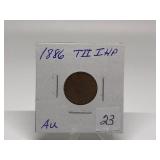 1886 T2 Indian Head Penny Graded AU