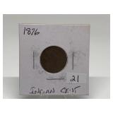 1876 Indian Head Penny Graded G+