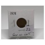 1878 Indian Head Penny Graded G