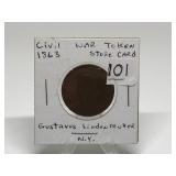 1863 Civil War Token Store Card-Gustavus Lindenmue