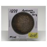 1899 Morgan Silver Dollar Graded MS64 - Teal Tonin