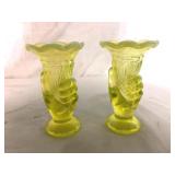 Fenton Uranium Topaz Opalescent Vases