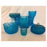 Vintage Blue Pressed Glass Items