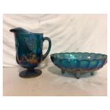 Indiana Harvest Grape Blue Carnival Glass