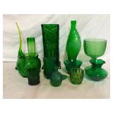 Vintage Green Glass Vases