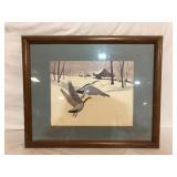 Canadian Geese Winter Watercolor