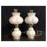 Vintage Milk Glass Hurricane Lamps