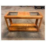 Oak and Glass Tiered Sofa Table