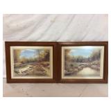 Vintage Landscape Prints Pair