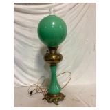 Vintage Green Glass Parlor Lamp Electrified
