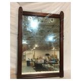 Vintage Wood Framed Beveled Mirror