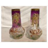 Pair Bohemian Art Glass Vases