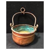 Vintage Hand-Hammered Copper Cauldron  -  Antique
