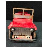 Vintage Marx Red Steel Willys Jeep  -  1940s-1950s