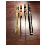 Vintage Handcrafted African Tribal Wooden Utensils