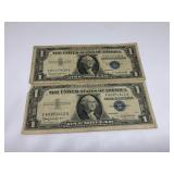 Pair of 1957-B $1 Silver Certificates