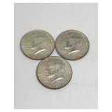 (3) 1968-D Kennedy Half Dollars 40% Silver