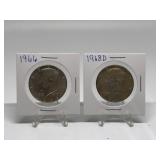 1966 & 1968-D Kennedy Half Dollars 40% Silver