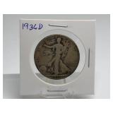 1936-D Walking Liberty Half Dollar 90% Silver