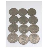 (12) 1971 Eisenhower Dollar Coins