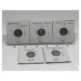 (5) 1941 Mercury Dimes 90% Silver