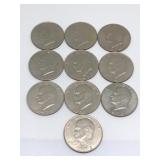 (10) 1972 Eisenhower Dollar Coins