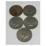 (5) Kennedy Half Dollars