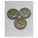 (3) 1968-D Kennedy Half Dollars 40% Silver