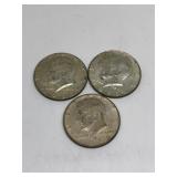 (3) 1968-D Kennedy Half Dollars 40% Silver