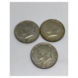 (3) 1968-D Kennedy Half Dollars 40% Silver
