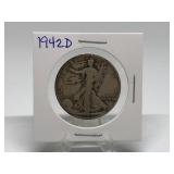 1942-D Walking Liberty Half Dollar 90% Silver