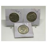 (3) 1968-D Kennedy Half Dollars 40% Silver