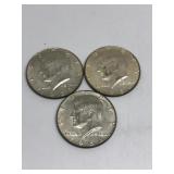(3) 1968-D Kennedy Half Dollars 40% Silver